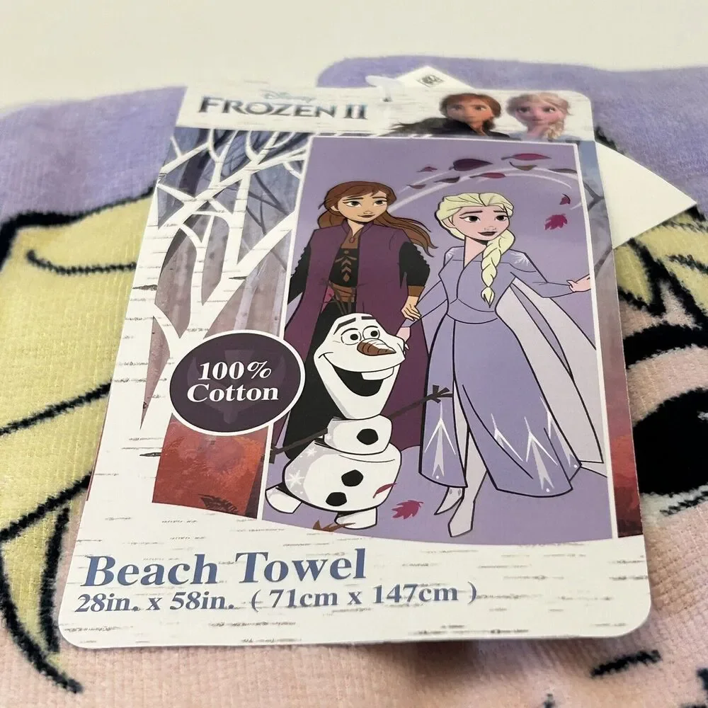 Disney Frozen II Pool Beach Swimming Bath Towel 28x58 100% Cotton Elsa Anna Olaf